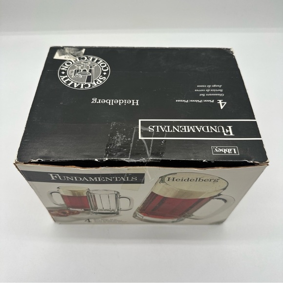 Vintage Libbey Heidelberg Heavy Clear Glass 10 Panel Beer Mug Steins 4X 16 Oz - Picture 2 of 3